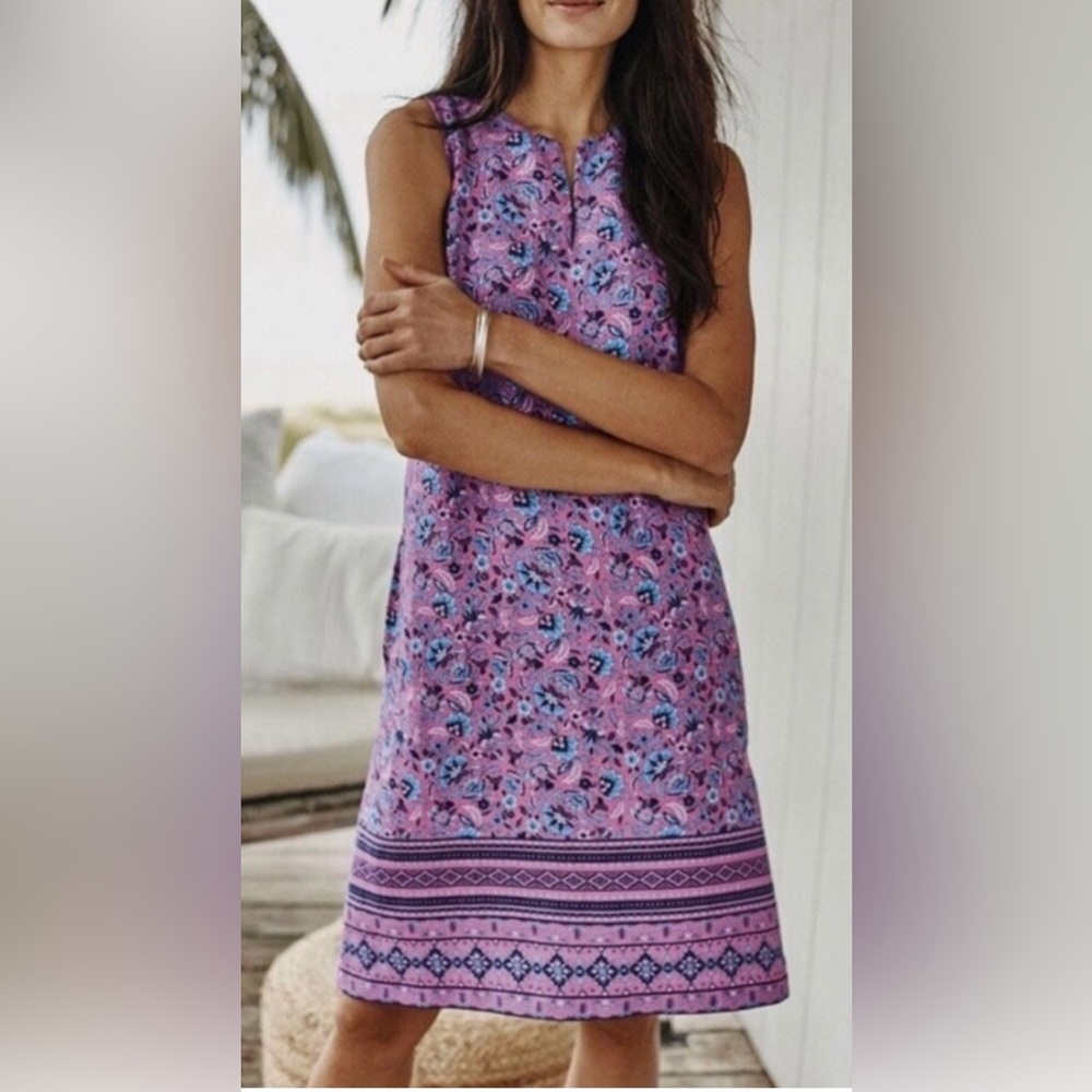 J. Jill Pink, Blue, Purple Floral Linen Dress